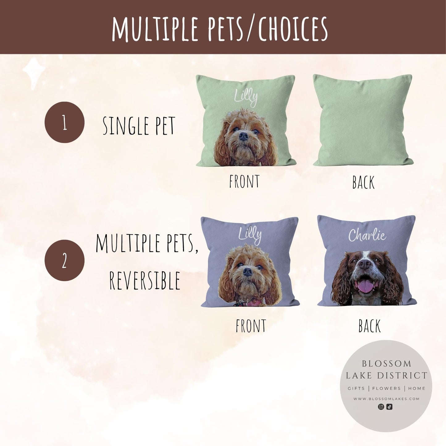 Custom Pet Pillow Using Pet Photo & Name