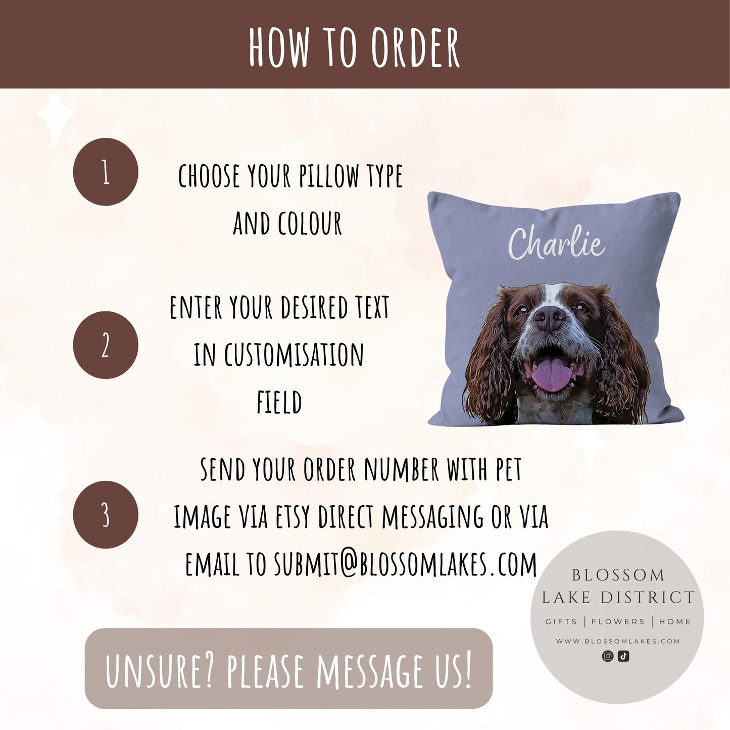 Custom Pet Pillow Using Pet Photo & Name