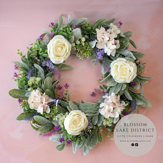 Rose & Hydrangea Artificial Wreath