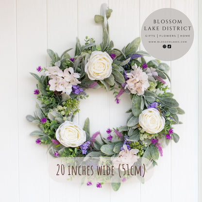 Rose & Hydrangea Artificial Wreath