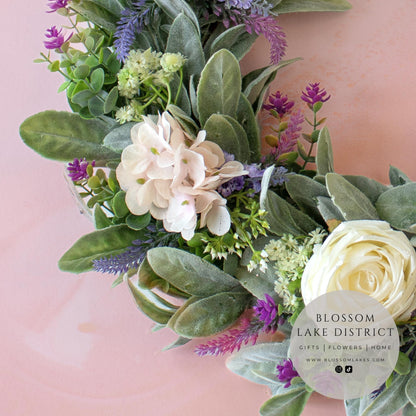 Rose & Hydrangea Artificial Wreath