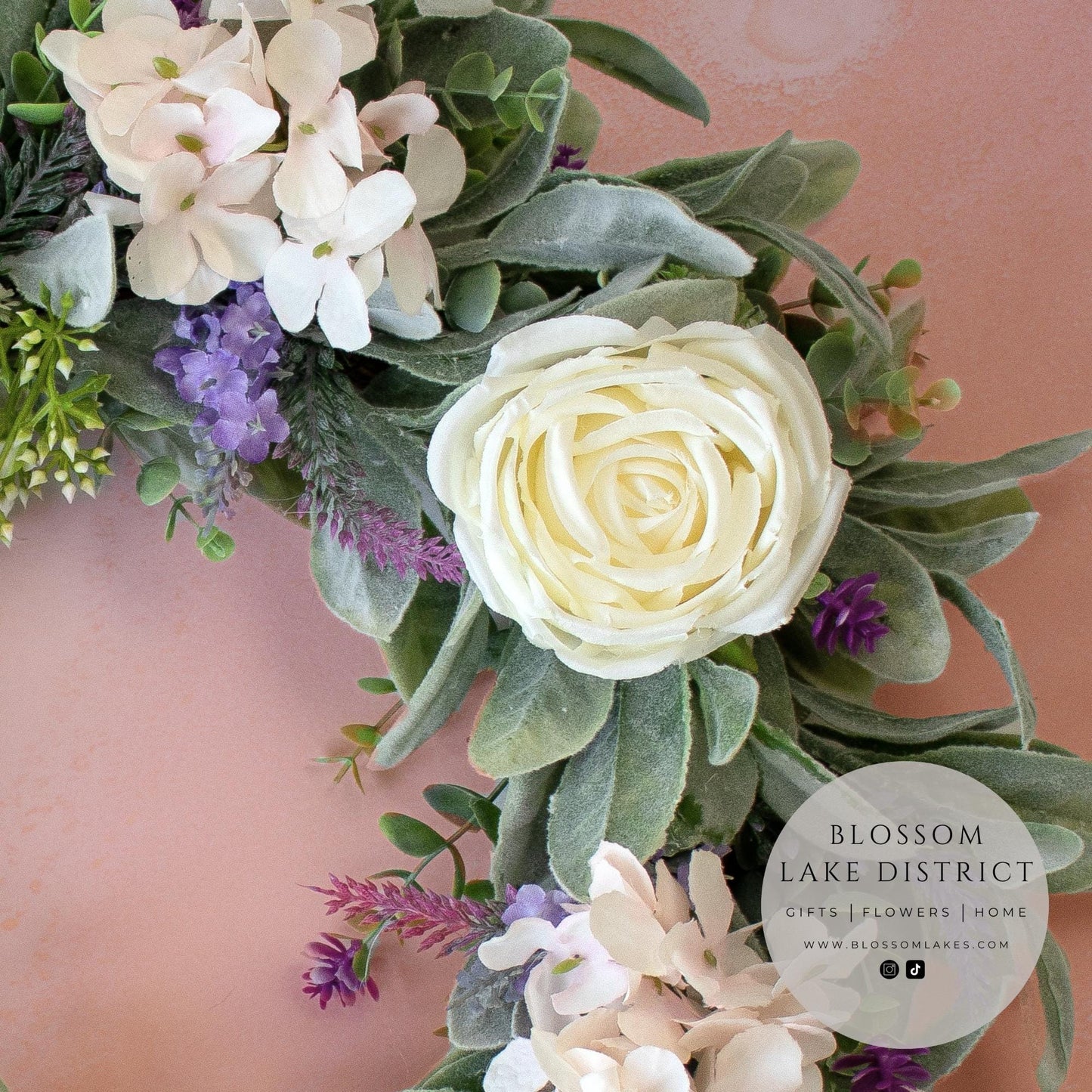 Rose & Hydrangea Artificial Wreath