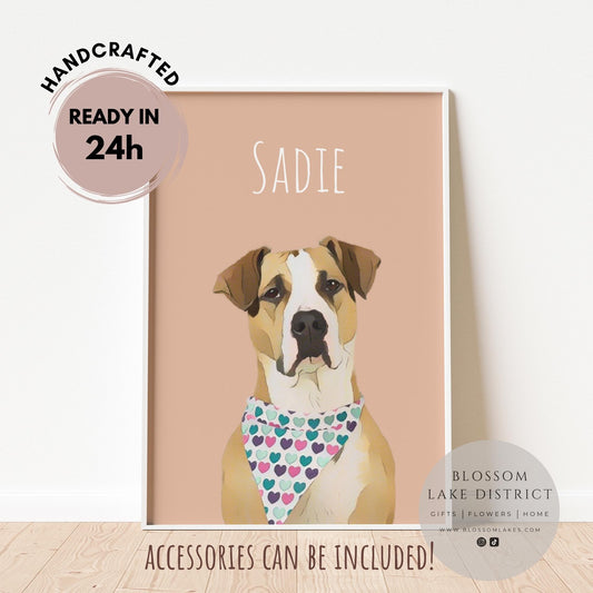 Dog Portrait From Picture - Handmade Digital Custom Pet Portrait